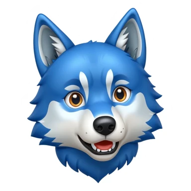 emoji lobo azul mirando a la izquierda sorprendido sticker