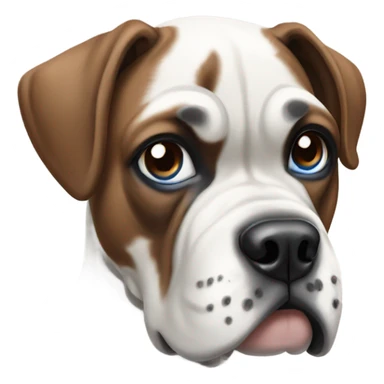 White boxer with blue and brown eyes sticker