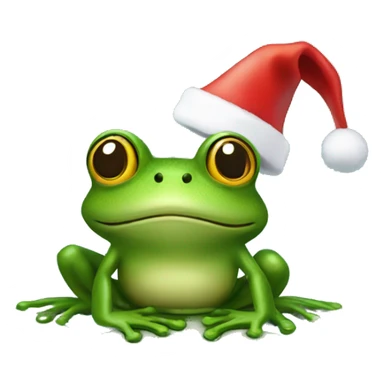 Frog on a Lily water with christmas hat sticker