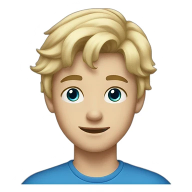 Blond (almost brown) boy with blue (a bit greyish) eyes. He is 16 years old  sticker