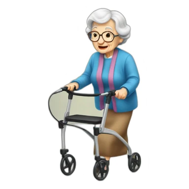Very old grand ma with rollator sticker