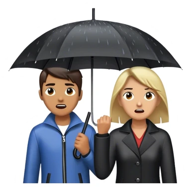 A person stands in the rain holding an umbrella, while another person outside of the umbrella (the narcissist) screams at the storm, getting drenched. The first person looks calm and dry, choosing to protect themselves rather than fight the uncontrollable.  sticker