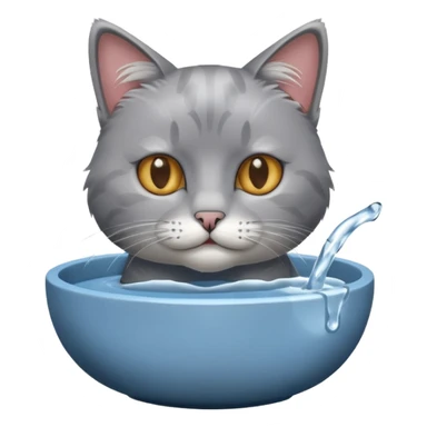 A water bowl and a cat drinking sticker