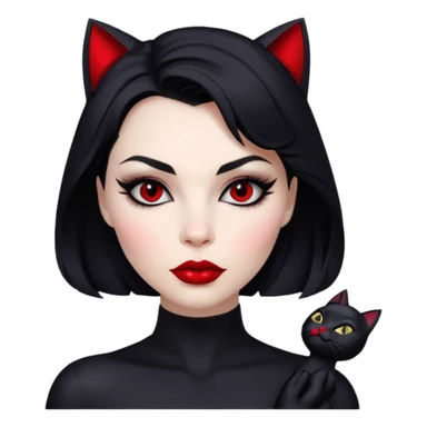 Cat woman  black eyes with black eyeliner dark hair big lips  sticker