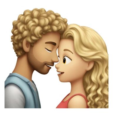 blonde girl kisses curly brown haired guy sticker