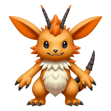 randomly-colored furry edgy kawaii Fakémon-Pokémon-Scalie-Digimon-creature (full body) with antennas and long segmented body sticker