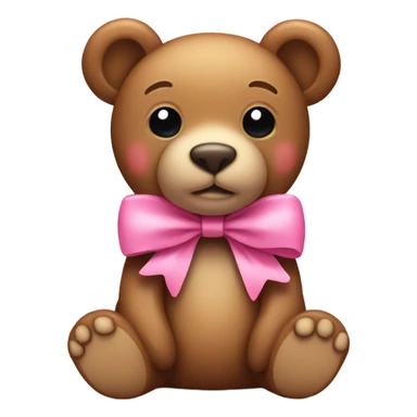 iPhone emoji teddy BEAR with a pink bow on ear  sticker