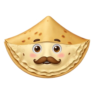 a flying tortillo with a thick mustache, no handlebar corners on the mustache sticker