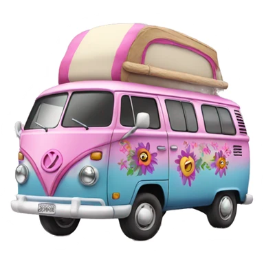 pink hippie van sticker