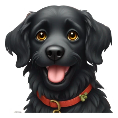 Black Dog farting poppy flower sticker