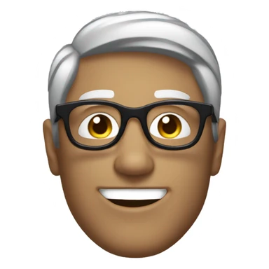 a man smiling with batman mask black hair wearing metalic round specs sticker