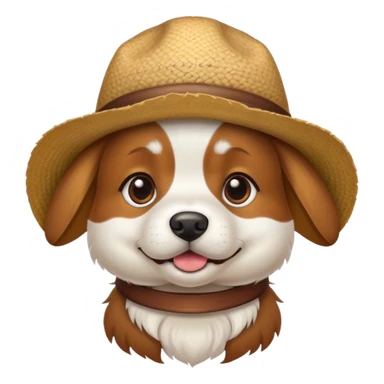 Dog with farmer hat sticker