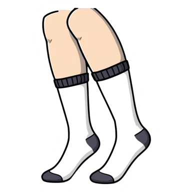 pair of feet wearing white cotton socks seen from below showing the textured soles sticker