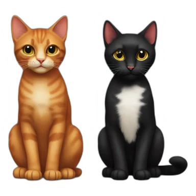red abissinian cat and black kitten sticker