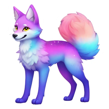 Colorful gradient-Sparkle-fox-wolf-cat-nebula-fursona full body sticker