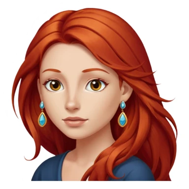 une personne joli, aved des cheveux long roux, des boucles d'oreilles de face dans un rond  sticker