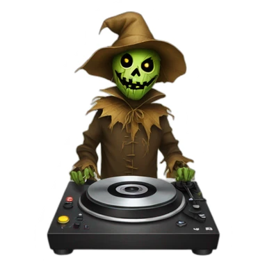evil scarecrow on turntables sticker
