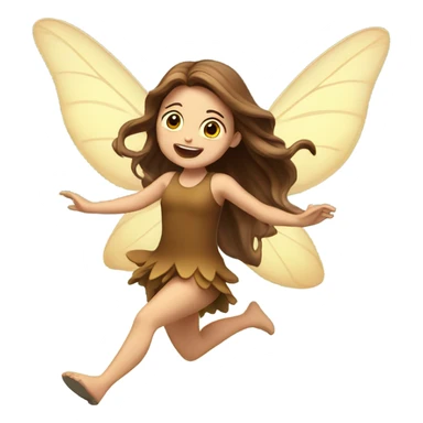 Fairy, long brown hair, excited, jumping, wings  sticker