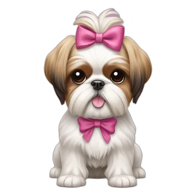 Dog Shih Tzu with a bow on his head full-body sticker
