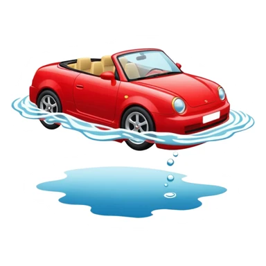 red cabrio car is swimming sticker