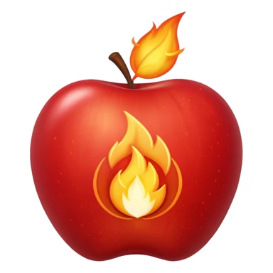 Aesh sheli breslev symbol as an apple style emoji, no text, spiritual flame symbol sticker