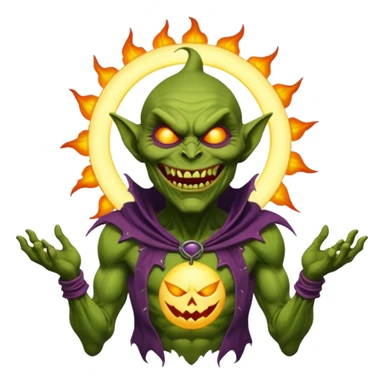 green goblin worshipping the sun sticker