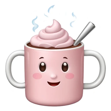 Light Pink mug of hot chocolate with marshmallows sticker