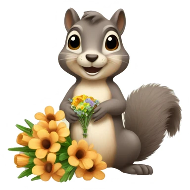 Squirrel with bouquet sticker