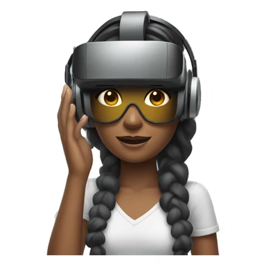 woman with virtual reality controller and headset sticker