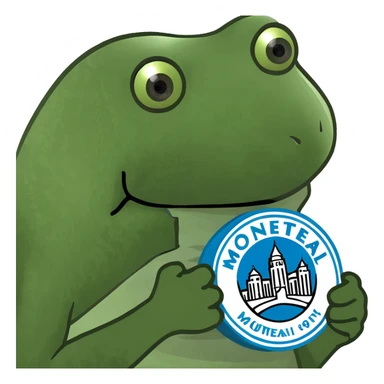 bufo frog holding the City of Montreal logo sticker