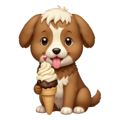Puppy eating ice cream sticker