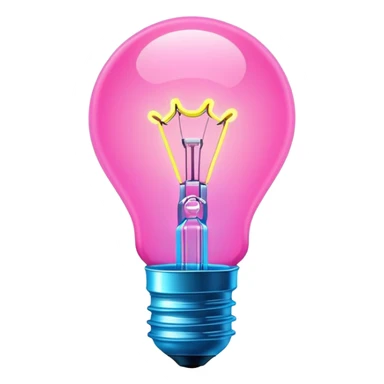 neon lightbulb, glowing blue and pink, soft glossy highlight, modern minimal shape sticker
