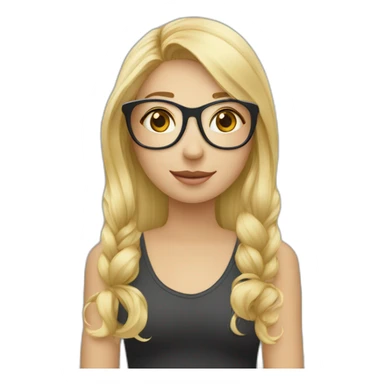Une fille blonde avec une queue de cheval avec des lunettes et haut blanc sticker