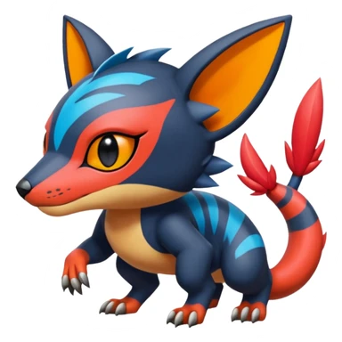  exotic colorful tropical cyber-Sleuth-Litten-Linoone-Noibat-Fakémon-Pokémon-Vernid-creature sticker