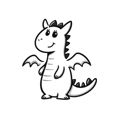 simple hand drawn dragon doodle style sticker