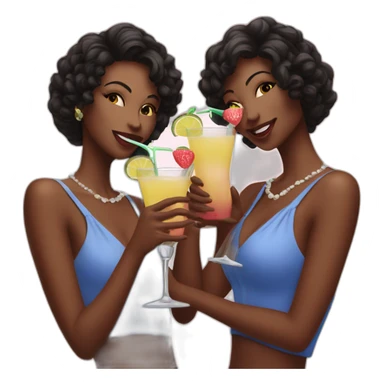 Triplet women drinking pretty cocktails sticker