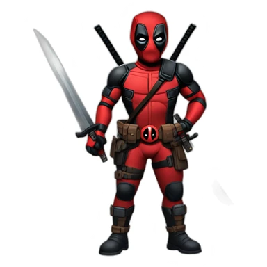 deadpool with swords and guns sticker