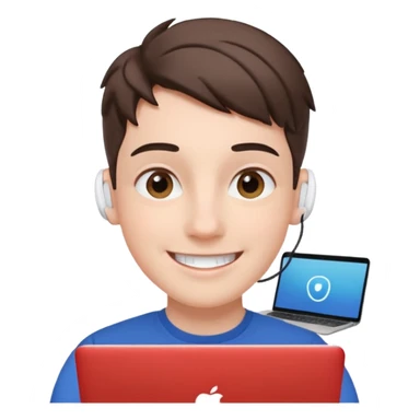 video meeting via laptop smiling person with airpods  sticker