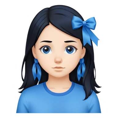 pretty girl with blue shirt and ribbon on her black hair sticker
