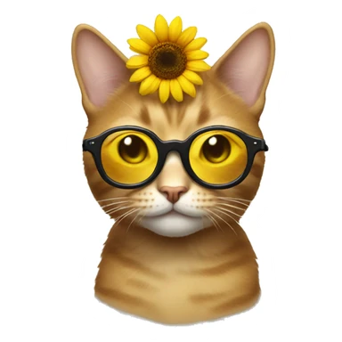 cat wearing sunflower glasses  sticker