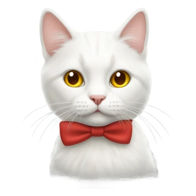 White cat with yellow nose and red bow sticker