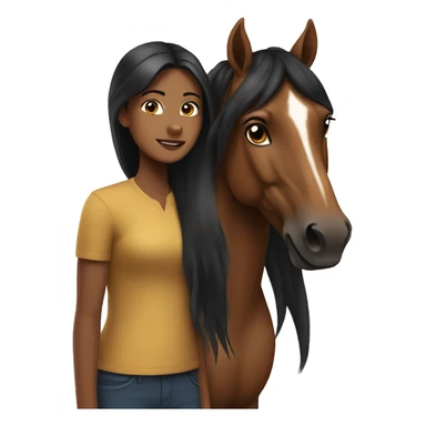 Brown horse with a brownskinned girl with long black hair  sticker