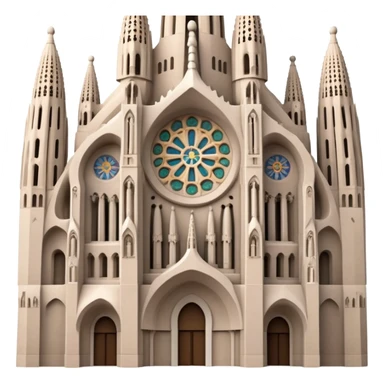 Cinematic Realistic Sagrada Fam√≠lia Landmark Emoji, depicted with the intricate, soaring architecture of the basilica rendered with detailed textures and dramatic, ethereal lighting. sticker