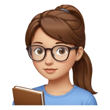 brown haired Ponytail Girl with Glasses sticker