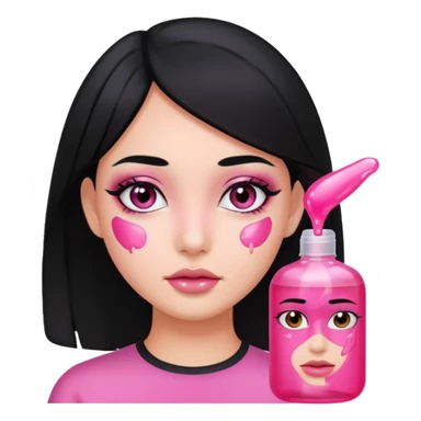 Black hair girl with pink gel on her face sticker