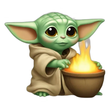 Baby yoda holding hearth sticker