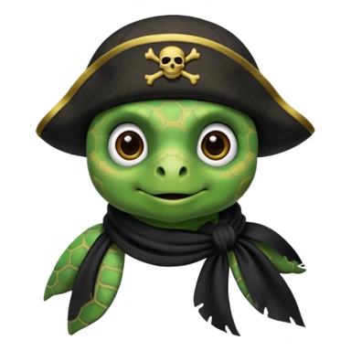 sea turtle wearing a black pirate scarf, portrait sticker