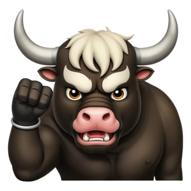 Angry bull emoji showing thumb down (DisLikes) sticker