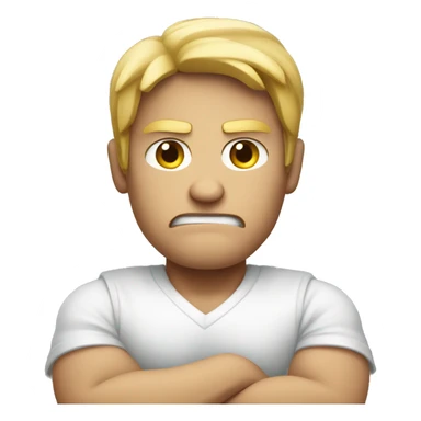 White male angry with arms crossed over chest sticker