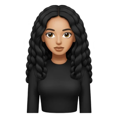 Solange with black long hair, black outfit sticker